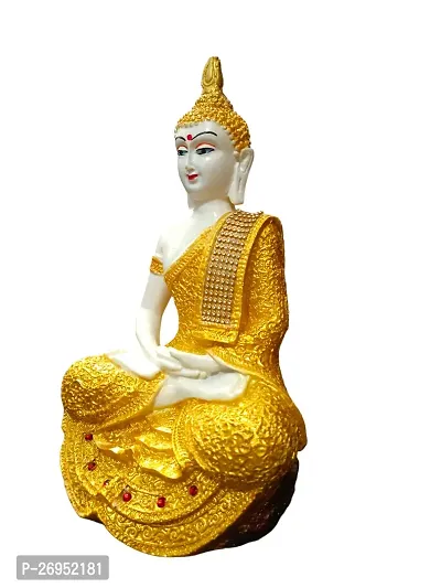 Gautama Buddha Meditation Idol for living room - showpiece resin  marble dust yellow-thumb4