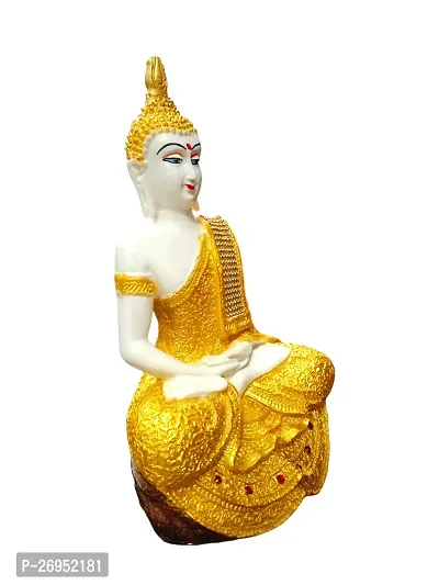 Gautama Buddha Meditation Idol for living room - showpiece resin  marble dust yellow-thumb5