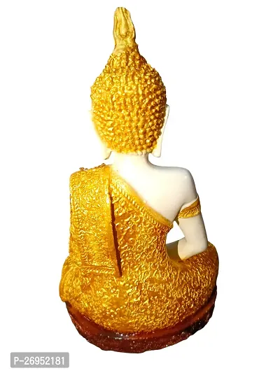 Gautama Buddha Meditation Idol for living room - showpiece resin  marble dust yellow-thumb2