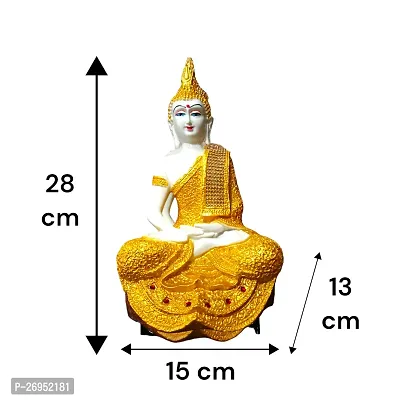 Gautama Buddha Meditation Idol for living room - showpiece resin  marble dust yellow-thumb3