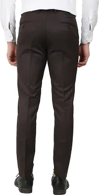 Stylish Coffee Polyester Blend Solid Easy Wash Trousers For Men-thumb1