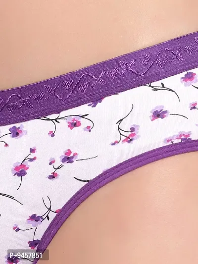 BRUCHI CLUB Low Waist Bikini Multicolored Floral Printed Purple Color Panty for Adults Women's-thumb3