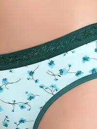 BRUCHI CLUB Low Waist Bikini Multicolored Floral Printed Green Color Panty for Adults Women's-thumb3