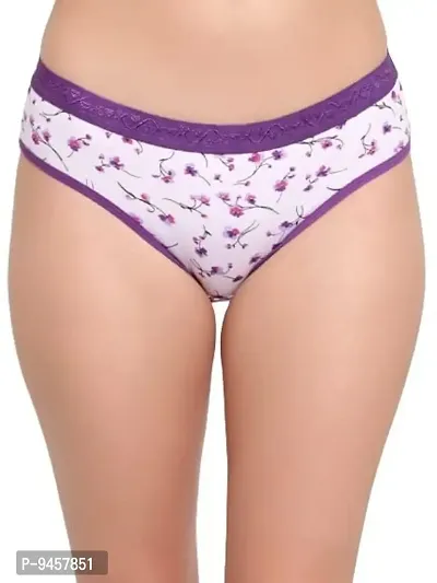 BRUCHI CLUB Low Waist Bikini Multicolored Floral Printed Purple Color Panty for Adults Women's-thumb0