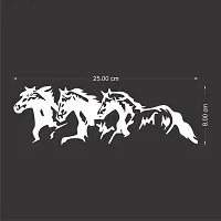 Car Sticker Running Horses White Colour For Car Used Size 25cm x 8cm-thumb1