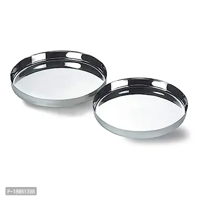 Stainless Steel Traditional Plate Bhojan Thali Khumcha Thali Set of 2 Size 30 cm-thumb0