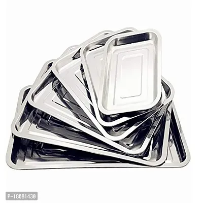 Stainless Steel Rectangular Plate Tray Dish 6pcs-thumb0