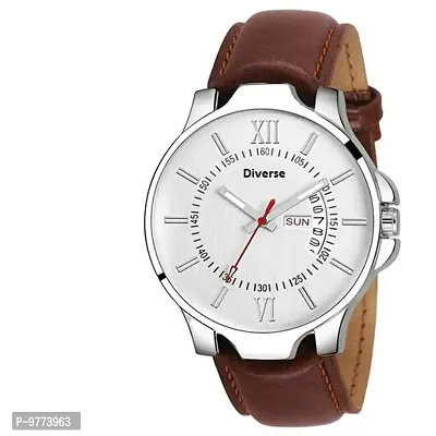 Stylish Brown Synthetic Leather Analog Watches For Men