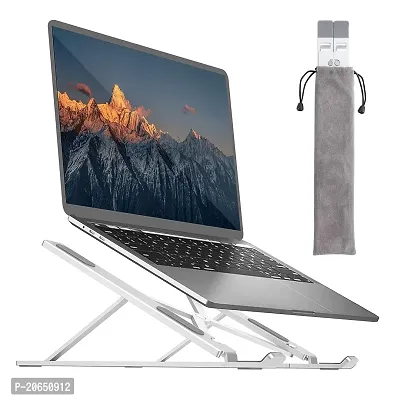Zahab 6 Angles Adjustable Aluminum Ergonomic Foldable Portable Tabletop Laptop/Desktop Riser Stand Holder Compatible for MacBook, HP, Dell, Lenovo  All Other Notebook (Silver)-thumb0