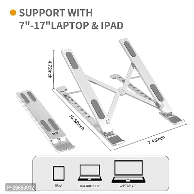 Zahab 6 Angles Adjustable Aluminum Ergonomic Foldable Portable Tabletop Laptop/Desktop Riser Stand Holder Compatible for MacBook, HP, Dell, Lenovo  All Other Notebook (Silver)-thumb2