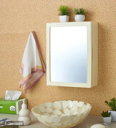 zahab Rich Look Bathroom Cabinet with Mirror Door Wall Mounted The Ultimate Storage Organizer-Color Ivory  Made in India