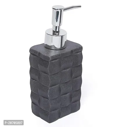 Zahab Ceramic Black Stone Bathroom Accessories Set of 4pcs- Lotion Dispenser, Toothbrush Holder, Soap Dish, Tumbler Holder-thumb2