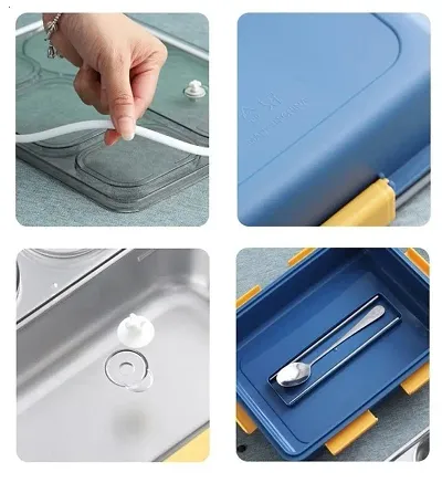 3 Compartment Stainless Steel Insulated Lunch Box for Kids, Boys and Girls