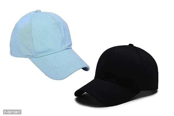 zahab Caps Combo Pack of 2 Blue  Black Baseball Cap for Men Women Free Size with Adjustable Strap-thumb0