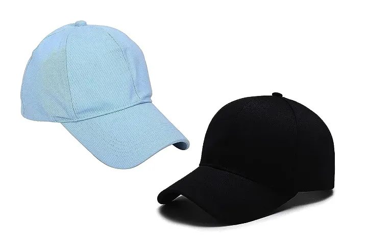zahab Caps Combo Pack of 2 Blue  Black Baseball Cap for Men Women Free Size with Adjustable Strap