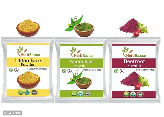 Herb Bazaar Combo Of 3 Ubtan Face Powder Neem Leaf Powder Beetroot Powder