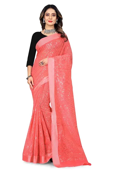 JVP TRENDS Women's Embrodereid Chanderi Cotton Classic Printed Saree with Unstitched Blouse (Vairag)