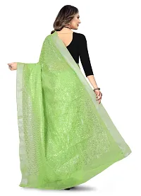 JVP TRENDS Women's Embrodereid Chanderi Cotton Classic Printed Saree with Unstitched Blouse (Vairag-Green)-thumb2