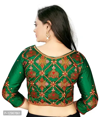 Attractive Cotton Silk Embroidered unstitched Blouse for Women-thumb0