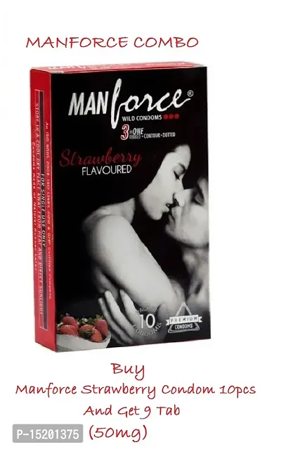 Buy Manforce Strawberry Condom 10pcs And Get 9 Tab (50mg)-thumb0