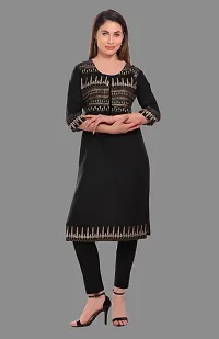 Kritya Women's Foil Print Straight Kurti With Jacket-Black-thumb3