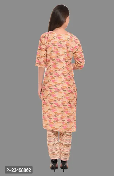 Kritya Women's Rayon Printed Straight Kurta with Pant-Pink-thumb2