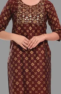 Kritya Women's Sequence Work Straight Kurti-Brown-thumb4