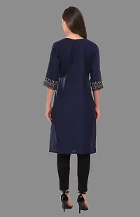 Kritya Women's Foil Print Straight Kurti With Jacket-Navy Blue-thumb1