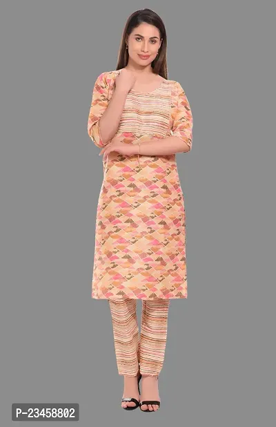 Kritya Women's Rayon Printed Straight Kurta with Pant-Pink-thumb4