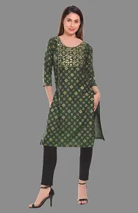 Kritya Women's Sequence Work Straight Kurti-Green-thumb3