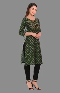 Kritya Women's Sequence Work Straight Kurti-Green-thumb2