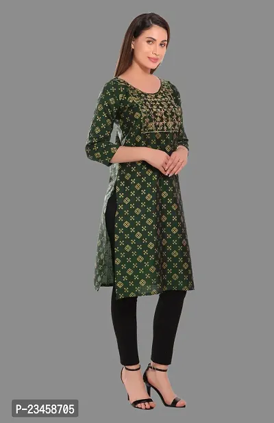 Kritya Women's Sequence Work Straight Kurti-Green-thumb3