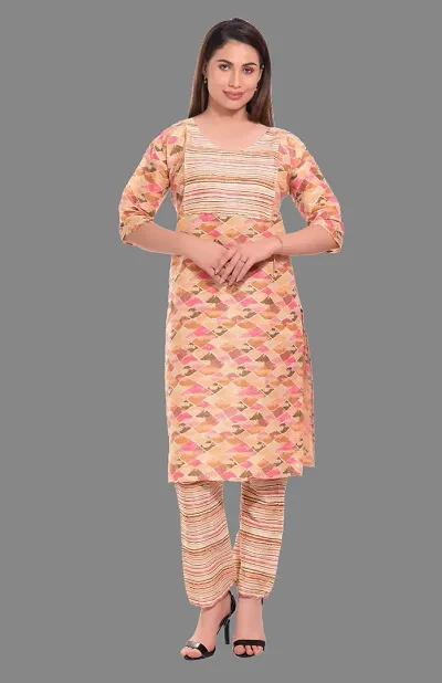 Kritya Women's Rayon Straight Kurta with Pant-Pink