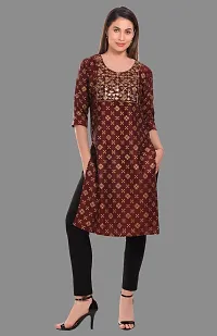 Kritya Women's Sequence Work Straight Kurti-Brown-thumb3