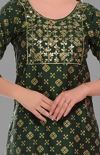 Kritya Women's Sequence Work Straight Kurti-Green-thumb4