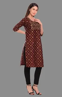 Kritya Women's Sequence Work Straight Kurti-Brown-thumb2