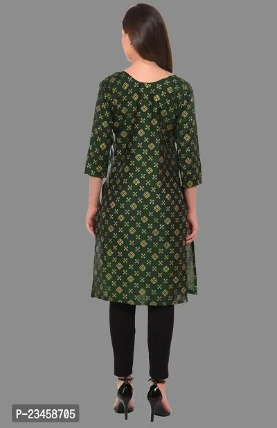 Kritya Women's Sequence Work Straight Kurti-Green-thumb2