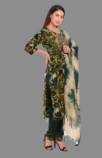 Kritya Womens Nyra Cut Straight Printed Kurta with Pant  Dupatta-Green-thumb2