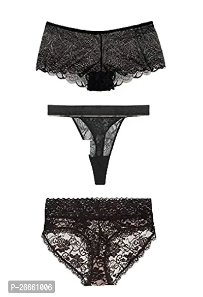 Niche Labels Presents 3 Pack Sensual Luxury Lace Panties Black-thumb0