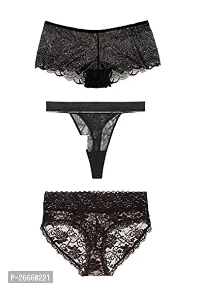 Niche Labels Presents 3 Pack Sensual Luxury Lace Panties Black