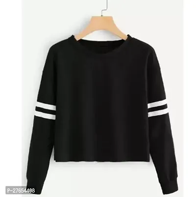 Stylish Black Cotton Solid Top For Women