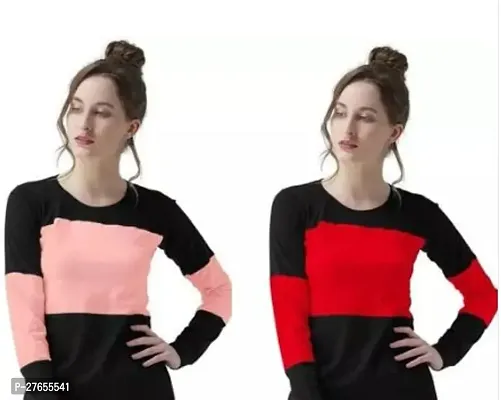 Elegant Cotton Colourblocked Top For Women And Girls- Pack Of 2-thumb0