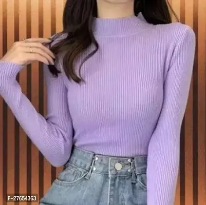 Stylish Purple Cotton Solid Top For Women-thumb0