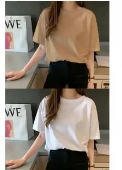 Stylish Solid T-Shirt For Women Pack Of 2