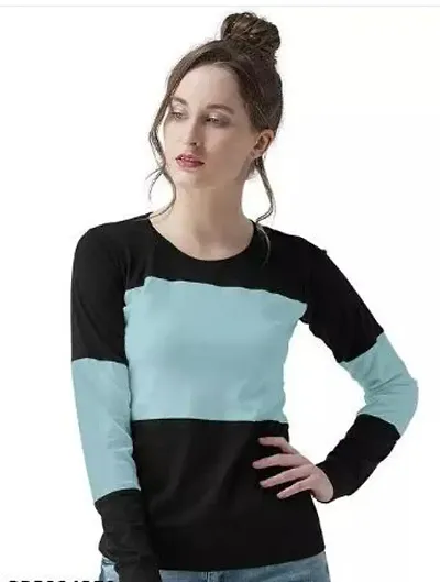 Full sleeves stylish contrast tshirt for women