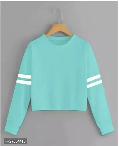 Stylish Turquoise Cotton Solid Top For Women-thumb0