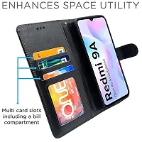 Stylish Artificial Leather Solid Flip Cover for Redmi 9A-thumb3