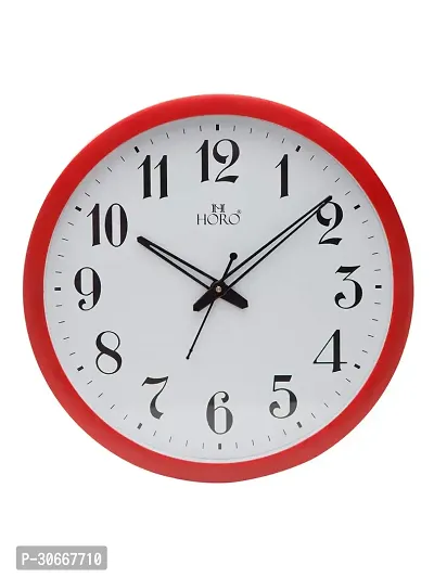 Horo 14 Inch Wall Clock Number Dial Mineral Glass 35X35X4Cm Step Movement Red Plastic Case-thumb0