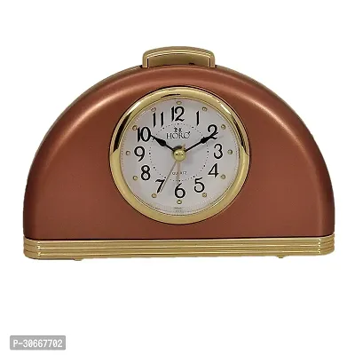 Horo Imported 4.1 Inch Dial Dia Alarm Table Clock Number Dial Mineral Glass Silent Movement Noiseless Copper Gold Plastic Case Back Led Light Alarm On Off Switch Dial 10.5X15.4X3.5 Cms-thumb0