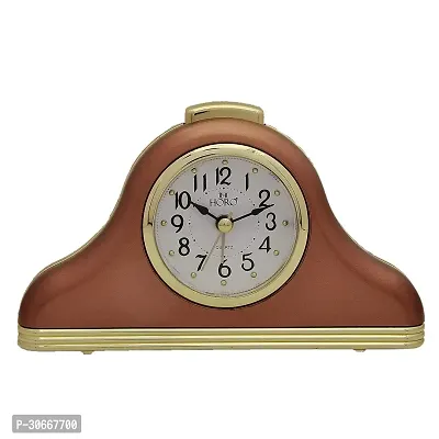 Horo Imported 3.9 Inch Dial Dia Alarm Table Clock Number Dial Mineral Glass Silent Movement Noiseless Copper Gold Plastic Case Back Led Light Alarm On Off Switch Dial 10X17X3.5 Cms